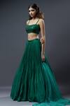 Buy_Astha Batra_Green Satin Georgette Embroidered Zari Sweetheart Blouse Pleated Lehenga Set _at_Aza_Fashions