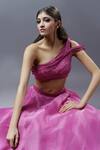 Astha Batra_Pink Lehenga Satin Organza Embroidered Bead Structured Blouse And Set  _Online_at_Aza_Fashions