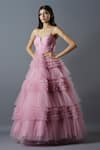 Buy_Astha Batra_Pink Bodice Satin Georgette Embroidered Sequins Princess Tiered Gown  _at_Aza_Fashions