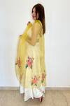 Shop_Anaya by Akruthi_Yellow Swiz Organza Hand Painted Dupatta _at_Aza_Fashions