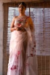 Buy_Anaya by Akruthi_Pink Swiz Organza Hand Painted Saree _at_Aza_Fashions