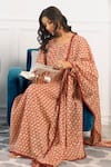 Buy Gulabo Jaipur Red Cotton Voile Round Abaya Block Print Kurta Set Online at Aza Fashions Buy_Gulabo Jaipur_Red Cotton Voile Round Abaya Block Print Kurta Set _Online_at_Aza_Fashions