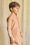 Buy_All Boy Couture_Pink Cotton Silk Embroidered Thread Work Lucknowi Achkan And Pajama Set  _at_Aza_Fashions