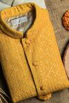 All Boy Couture_Yellow Chanderi Sequins Embroidered Kurta Set With Nehru Jacket _Online_at_Aza_Fashions
