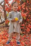 Buy_All Boy Couture_Gray Cotton, Silk Sequins, Embroidery Geometric Jacket Kurta Set_at_Aza_Fashions