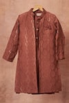 Buy_All Boy Couture_Maroon Cotton, Silk Sequins, Embroidery Wine Achkan Set _at_Aza_Fashions