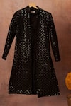 All Boy Couture_Black Bangalore Silk Embroidered Sequins Work Achkan Kurta Set  _Online_at_Aza_Fashions