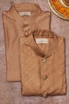 Shop_All Boy Couture_Beige Cotton, Silk Sequins, Zari Embroidered Kurta Set With Jacket _at_Aza_Fashions