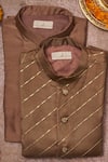 Shop_All Boy Couture_Grey Organza, Cotton, Silk Sequins, Zari Bundi Kurta Set _at_Aza_Fashions