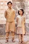 Buy_All Boy Couture_Beige Muslin, Cotton, Silk Embroidery Floral Kurta Set _at_Aza_Fashions