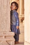 All Boy Couture_Blue Cotton, Silk Sequins, Embroidery Nehru Jacket Kurta Set _Online_at_Aza_Fashions