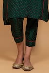 Pink City By Sarika_Green Habutai Silk V Neck Bandhani Print Kurta And Pant Set _at_Aza_Fashions