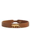 Buy_Sabyasachi_Mustard Tan - Brown Royal Bengal Tiger Logo Embellished Belt_at_Aza_Fashions