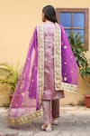 Shop_Gulabo Jaipur_Purple Brocade Dupatta Organza Embroidery Round Abeer Woven Kurta Set_at_Aza_Fashions