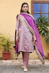Buy_Gulabo Jaipur_Purple Brocade Dupatta Organza Embroidery Round Abeer Woven Kurta Set_Online_at_Aza_Fashions