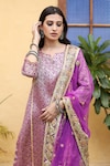 Shop_Gulabo Jaipur_Purple Brocade Dupatta Organza Embroidery Round Abeer Woven Kurta Set_Online_at_Aza_Fashions