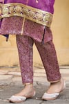 Gulabo Jaipur_Purple Brocade Dupatta Organza Embroidery Round Abeer Woven Kurta Set_at_Aza_Fashions