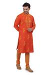 Nitesh Singh Chauhan_Orange Embroidered Cotton Silk Kurta Set_Online_at_Aza_Fashions