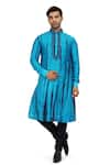 Buy_Nitesh Singh Chauhan_Blue Art Silk Tie And Dye & Kurta Churidar Set  _at_Aza_Fashions