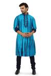Shop_Nitesh Singh Chauhan_Blue Art Silk Tie And Dye Kurta Churidar Set_Online_at_Aza_Fashions