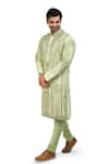 Buy_Nitesh Singh Chauhan_Green Embroidered Cotton Silk Kurta Set_Online_at_Aza_Fashions