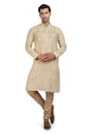 Buy_Nitesh Singh Chauhan_Beige Cotton Silk Embroidered Rajasthani Gota Patti Kurta Set  _at_Aza_Fashions