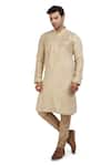 Nitesh Singh Chauhan_Beige Cotton Silk Kurta Set_Online_at_Aza_Fashions