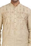 Nitesh Singh Chauhan_Beige Cotton Silk Kurta Set_at_Aza_Fashions
