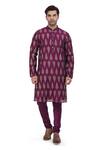 Buy_Nitesh Singh Chauhan_Purple Chanderi Art Silk Foil Print Kurta Set_Online_at_Aza_Fashions