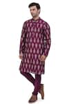 Shop_Nitesh Singh Chauhan_Purple Chanderi Art Silk Foil Print Kurta Set_Online_at_Aza_Fashions
