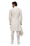 Shop_Nitesh Singh Chauhan_White Cotton Silk Hand Draped Asymmetric Kurta Set  _at_Aza_Fashions