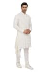 Shop_Nitesh Singh Chauhan_White Cotton Silk Draped Asymmetric Kurta Set_Online_at_Aza_Fashions