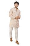 Shop_Nitesh Singh Chauhan_Peach Cotton Silk Embroidered Kurta Set_Online_at_Aza_Fashions