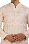 Nitesh Singh Chauhan_Peach Cotton Silk Embroidered Rajasthani Kurta Set  _at_Aza_Fashions