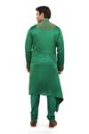 Shop_Nitesh Singh Chauhan_Green Linen Satin Asymmetric Kurta Set_at_Aza_Fashions