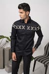 Buy_Abkasa_Black 100% Cotton Embroidered Lace Barcelona Shirt _Online_at_Aza_Fashions