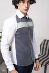 Shop Abkasa White Cotton Clipper Color Blocked Shirt Online at Aza Fashions Shop_Abkasa_White Cotton Clipper Color Blocked Shirt _Online_at_Aza_Fashions