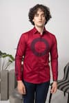 Buy_Abkasa_Maroon 100% Cotton Embroidered Thread Crator Slim Fit Shirt  _Online_at_Aza_Fashions