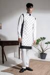 Abkasa_Ivory 100% Cotton Modal Silk Embroidered Beads Kurta And Pyjama Set  _Online_at_Aza_Fashions