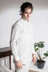 Abkasa_Ivory 100% Cotton Modal Silk Embroidered Patterned Kurta And Pyjama Set  _Online_at_Aza_Fashions