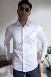 Buy_Abkasa_White 100% Cotton Pipeline Shirt  _Online_at_Aza_Fashions