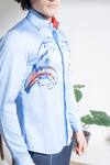 Buy Abkasa Blue Cotton Embroidery Brushed Shirt Online at Aza Fashions Buy_Abkasa_Blue Cotton Embroidery Brushed Shirt _Online_at_Aza_Fashions