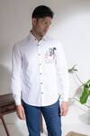 Abkasa White Cotton Embroidery Toons Shirt Online at Aza Fashions Abkasa_White Cotton Embroidery Toons Shirt _Online_at_Aza_Fashions