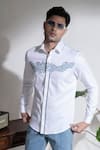 Abkasa White Cotton Embroidery Hound Shirt Online at Aza Fashions Abkasa_White Cotton Embroidery Hound Shirt _Online_at_Aza_Fashions