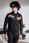 Abkasa_Black Cotton Embroidery Michael Shirt _Online_at_Aza_Fashions