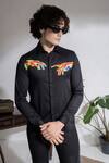 Buy_Abkasa_Black Cotton Embroidery Michael Shirt _Online_at_Aza_Fashions