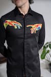 Shop_Abkasa_Black Cotton Embroidery Michael Shirt _Online_at_Aza_Fashions