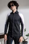 Abkasa_Black 100% Cotton Racer Slim Fit Shirt  _Online_at_Aza_Fashions