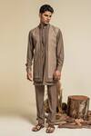 Buy_Abkasa_Brown Terry Rayon Embroidered Bead Painite Bundi And Kurta Set  _Online_at_Aza_Fashions