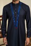 Buy_Abkasa_Blue Terry Rayon Embroidered Sequins Kurta And Trouser Set  _Online_at_Aza_Fashions